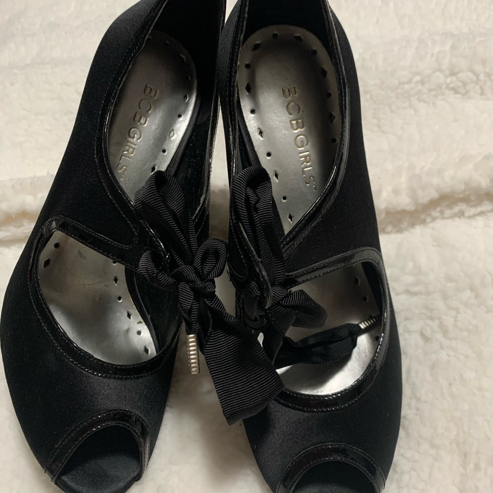 BCBG Mariyah - Satin Peep Toe Heels